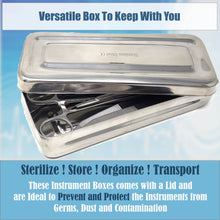 Load image into Gallery viewer, Stainless Steel Medical Sterilizer Box Instrument Organizer Storage Bin with Lid - 8L x 4W x 2H