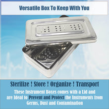 Load image into Gallery viewer, Stainless Steel Medical Sterilizer Box Instrument Organizer Perforated Storage Bin with Lid - 8L x 4W x 1.5H