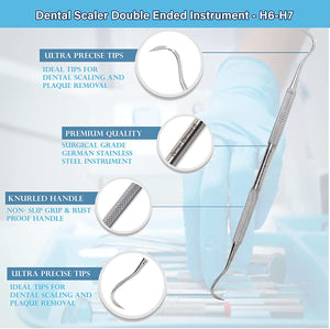 10 Pcs Professional Dental Kit, Oral Hygiene Set, Stainless Steel Double Ended Teeth Scrapper Scalers Mouth Inspection Mirror