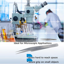 Load image into Gallery viewer, Lab Forceps Fine Point Offset Straight Tip 4.75" Tweezers, Stainless Steel
