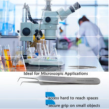 Load image into Gallery viewer, Lab Forceps Right Angled Needle Point Tip 4.75" Tweezers, Stainless Steel