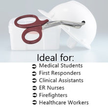 Load image into Gallery viewer, 12/Pack Burgandy Handle Trauma Shears 7.25" Stainless Steel Scissors for Paramedics, EMT, Nurses, Firefighters + More