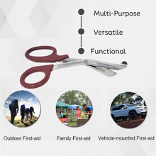 Load image into Gallery viewer, 12/Pack Burgandy Handle Trauma Shears 7.25" Stainless Steel Scissors for Paramedics, EMT, Nurses, Firefighters + More