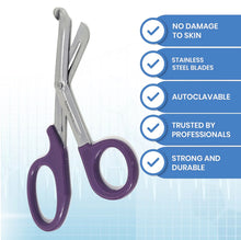 Load image into Gallery viewer, 12/Pack Purple Handle Trauma Shears 7.25" Stainless Steel Scissors for Paramedics, EMT, Nurses, Firefighters + More