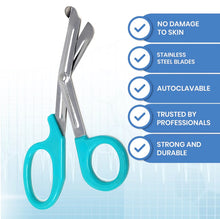 Load image into Gallery viewer, 12/Pack Teal Handle Trauma Shears 7.25" Stainless Steel Scissors for Paramedics, EMT, Nurses, Firefighters + More