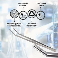 Load image into Gallery viewer, Dissecting Thumb Forceps Tweezers 12", Angled Blunt Serrated Tips