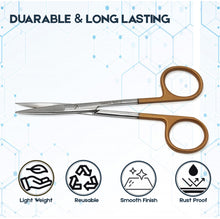Load image into Gallery viewer, Micro Dissecting IRIS Lab Scissors Sharp Fine Points 4.5" Straight Stainless Steel Shears, Color Handle
