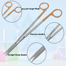Load image into Gallery viewer, Micro Dissecting IRIS Lab Scissors Sharp Fine Points 7" Straight Stainless Steel Shears, Color Handle