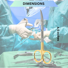 Load image into Gallery viewer, Gold Handle Dissecting Iris Sharp Fine Point Scissors 4.5", Curved