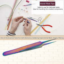 Load image into Gallery viewer, Stainless Steel Watch & Jewelery Repair Tweezers #5 Forceps, Fine Point, Multi Rainbow Color, Premium Quality