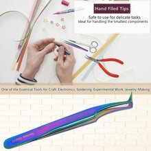 Load image into Gallery viewer, Stainless Steel Watch & Jewelery Repair Tweezers #6 Forceps, Fine Point, Multi Rainbow Color, Premium Quality