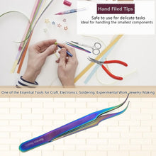 Load image into Gallery viewer, Stainless Steel Watch & Jewelery Repair Tweezers #7 Forceps, Fine Point, Multi Rainbow Color, Premium Quality