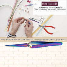Load image into Gallery viewer, Stainless Steel Watch & Jewelery Repair Tweezers #9 Forceps, Fine Point, Multi Rainbow Color, Premium Quality