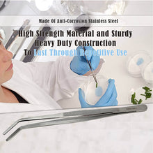 Load image into Gallery viewer, Dissecting Thumb Forceps Tweezers 12", Angled Blunt Serrated Tips