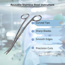Load image into Gallery viewer, Double Bent Lab Dissecting Metzenbaum Scissors, Curved Blades, Stainless Steel, 6.25"