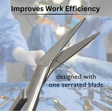 Load image into Gallery viewer, Kelly Gum Angled Scissors One Serrated Blade 6" Stainless Steel Shears, Maroon Handle