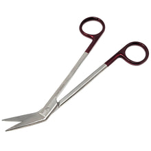 Load image into Gallery viewer, Kelly Gum Angled Scissors One Serrated Blade 6" Stainless Steel Shears, Maroon Handle