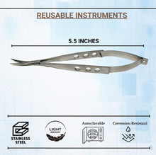 Load image into Gallery viewer, Castroviejo Micro Scissors 5.5" Curved, Fenestrated Flat Handle