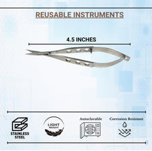 Load image into Gallery viewer, Castroviejo Micro Scissors 4.5" Straight, Fenestrated Flat Handle