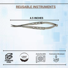 Load image into Gallery viewer, Castroviejo Micro Scissors 4.5" Curved, Fenestrated Flat Handle