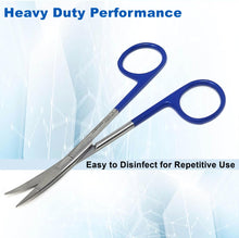 Load image into Gallery viewer, Micro Dissecting IRIS Lab Scissors Sharp Fine Points 4.5" Curved Stainless Steel Shears, Blue Handle