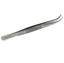 Load image into Gallery viewer, Dissecting Forceps Stainless Steel Micro Fine Point Serrated Tips 6" Curved Tweezers