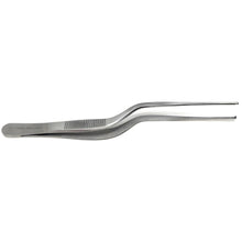Load image into Gallery viewer, Bayonet Kocher Forceps Lab Tweezers 6" Fine Precision 1x2 Rat Tooth Jaws, Stainless Steel