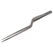 Load image into Gallery viewer, Offset Dissecting Forceps Stainless Steel Micro Fine Serrated Tips 8" Tweezers