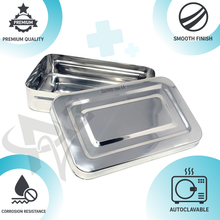Load image into Gallery viewer, Stainless Steel Medical Sterilizer Box Instrument Organizer Storage Tray with Lid - 8L x 5W x 2H