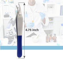 Load image into Gallery viewer, Adson Tissue Dissecting Forceps Stainless Steel Curved 1x2 Rat Tooth 4.75" Colored Band Tweezers