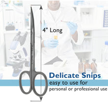 Load image into Gallery viewer, Micro Dissecting Lab Scissors Sharp Fine Points 4" Curved Stainless Steel Shears
