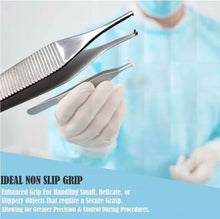 Load image into Gallery viewer, Adson Tissue Dressing Kocher Forceps 1x2 Rat Tooth & Serrated, 4.75" Straight Tweezers, Stainless Steel