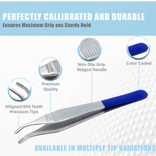 Load image into Gallery viewer, Adson Brown Dissecting Forceps Stainless Steel Curved 9x9 Teeth 4.75" Colored Band Tweezers