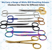 Load image into Gallery viewer, Micro Dissecting IRIS Lab Scissors Sharp Fine Points 4.5" Curved Stainless Steel Shears, Blue Handle