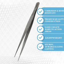 Load image into Gallery viewer, Dissecting Forceps Stainless Steel Micro Fine Point Serrated Tips 8" Straight Tweezers