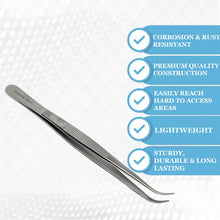 Load image into Gallery viewer, Dissecting Forceps Stainless Steel Micro Fine Point Serrated Tips 6" Curved Tweezers