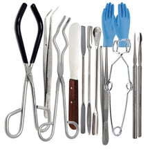 Load image into Gallery viewer, 12 Pcs Science Lab Tool Kit for Basic Starters Chemistry Laboratory Set with Crucible Tongs & Micro Spatula