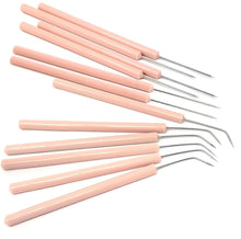 Load image into Gallery viewer, 12/Pack Plastic Handle Dissecting Dissection Teasing Needle Straight + Angled