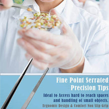 Load image into Gallery viewer, Dissecting Forceps Stainless Steel Micro Fine Point Serrated Tips 3.5" Straight Tweezers
