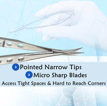 Load image into Gallery viewer, Castroviejo Micro Scissors 4.5" Curved, Fenestrated Flat Handle