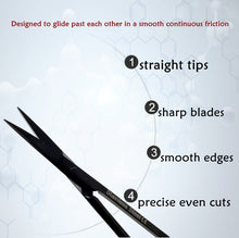 Load image into Gallery viewer, Micro Dissecting IRIS Lab Scissors Sharp Fine Points 4.5" Straight Stainless Steel Shears, Black