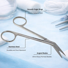 Load image into Gallery viewer, Micro Dissecting IRIS Lab Scissors Angled Blades 4.5" Stainless Steel Shears