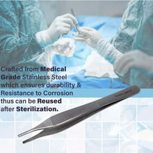 Load image into Gallery viewer, Adson Brown Forceps 9x9 Teeth, 4.75" Straight Tweezers, Stainless Steel