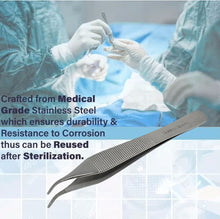 Load image into Gallery viewer, Adson Dressing Serrated Forceps 4.75", Curved Tweezers, Stainless Steel