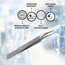 Load image into Gallery viewer, Lab Forceps Offset Angled Needle Point Tip 4.75" Tweezers, Stainless Steel