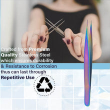 Load image into Gallery viewer, Stainless Steel Watch & Jewelery Repair Tweezers #3 Forceps, Fine Point, Multi Rainbow Color Premium Quality
