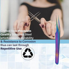 Load image into Gallery viewer, Stainless Steel Watch & Jewelery Repair Tweezers #8 Forceps, Fine Point, Multi Rainbow Color, Premium Quality