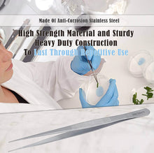 Load image into Gallery viewer, Dissecting Forceps Stainless Steel Micro Fine Point Serrated Tips 8" Straight Tweezers