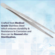 Load image into Gallery viewer, Dissecting Thumb Forceps Tweezers 6" (15.3 cm), Blunt Serrated Tips