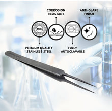 Load image into Gallery viewer, Lab Forceps Fine Point Straight Needle Tip 4.5" Tweezers, Stainless Steel